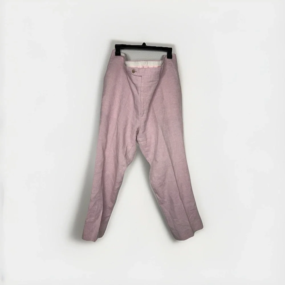 JOSEPH ABBOUD 100% Linen Pink Flat Front‎ Dress Pants Sz 42 X 30 Clean Golf